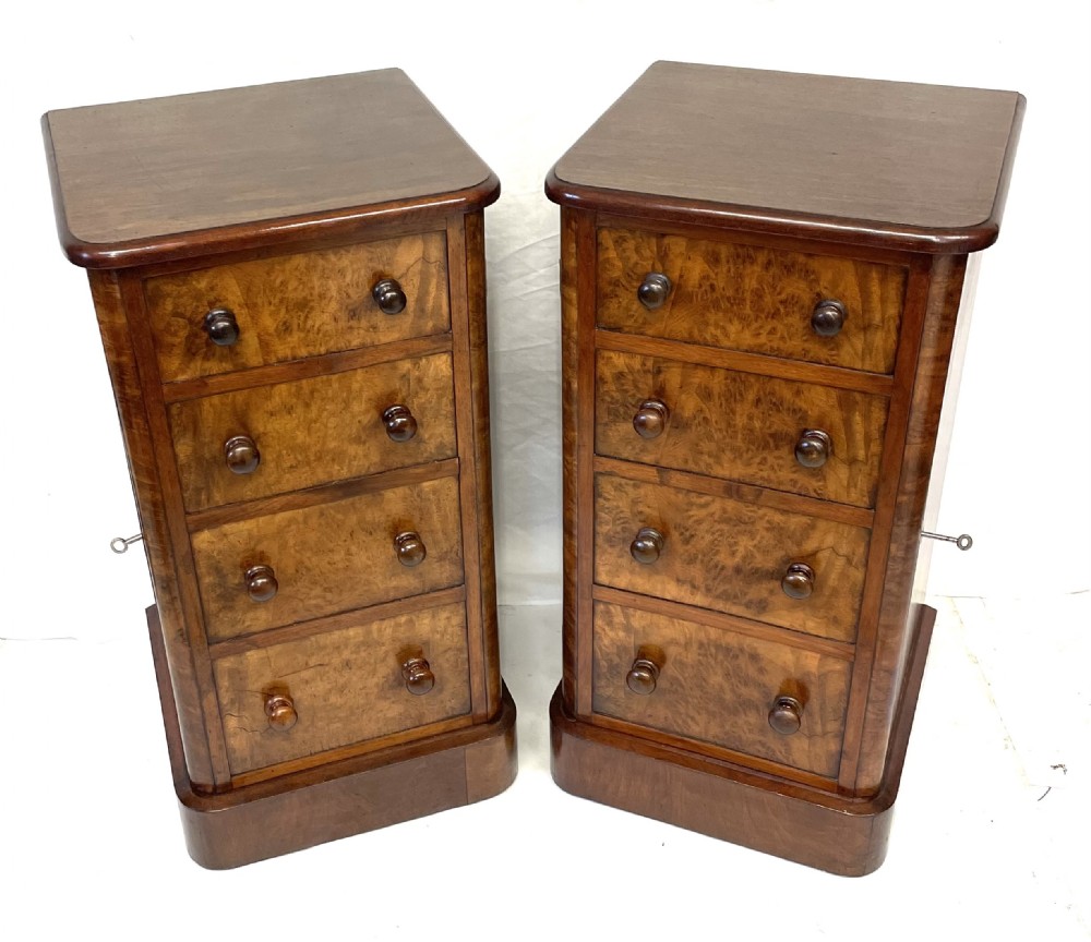 Pair Antique VICTORIAN Walnut Bedside Cabinets Lamp Stands Pot Cupboards