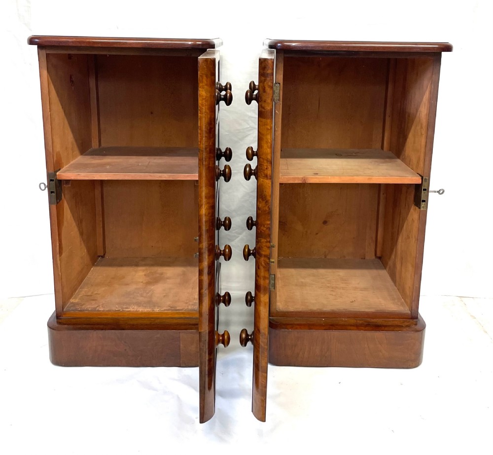 Pair Antique VICTORIAN Walnut Bedside Cabinets Lamp Stands Pot Cupboards View VII