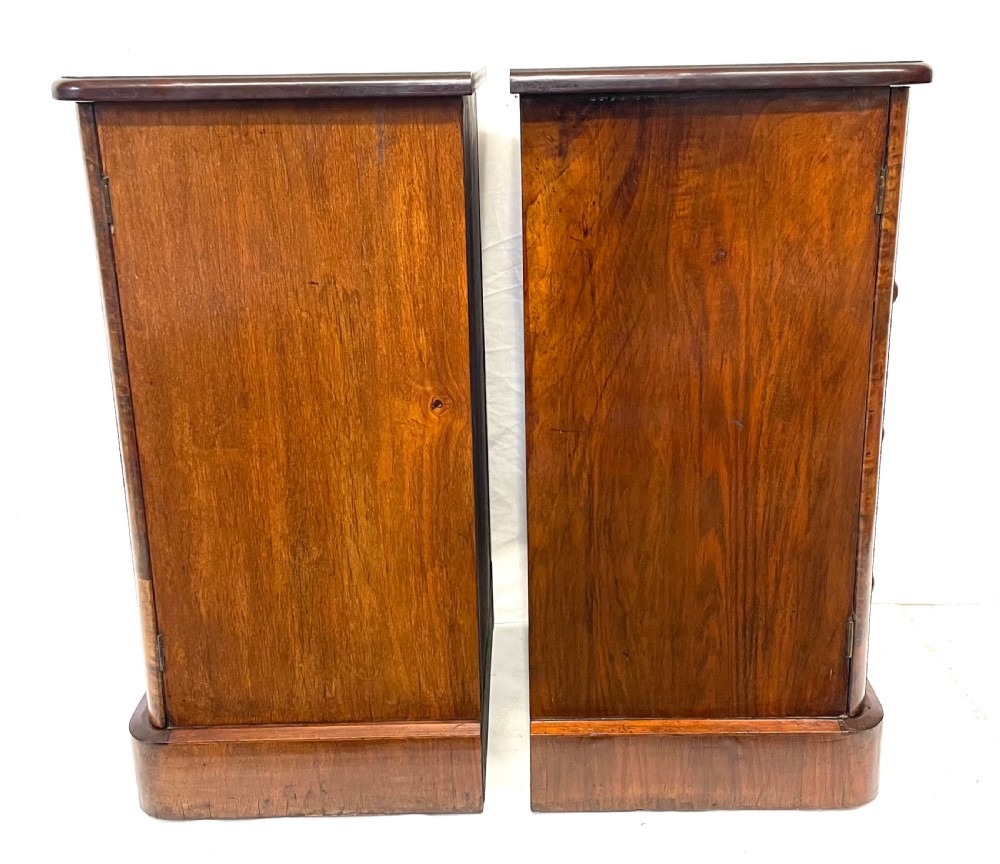 Pair Antique VICTORIAN Walnut Bedside Cabinets Lamp Stands Pot Cupboards View XV