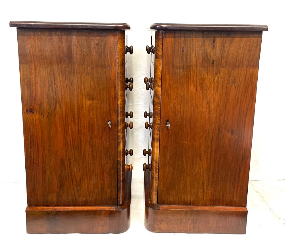 Pair Antique VICTORIAN Walnut Bedside Cabinets Lamp Stands Pot Cupboards View XVI