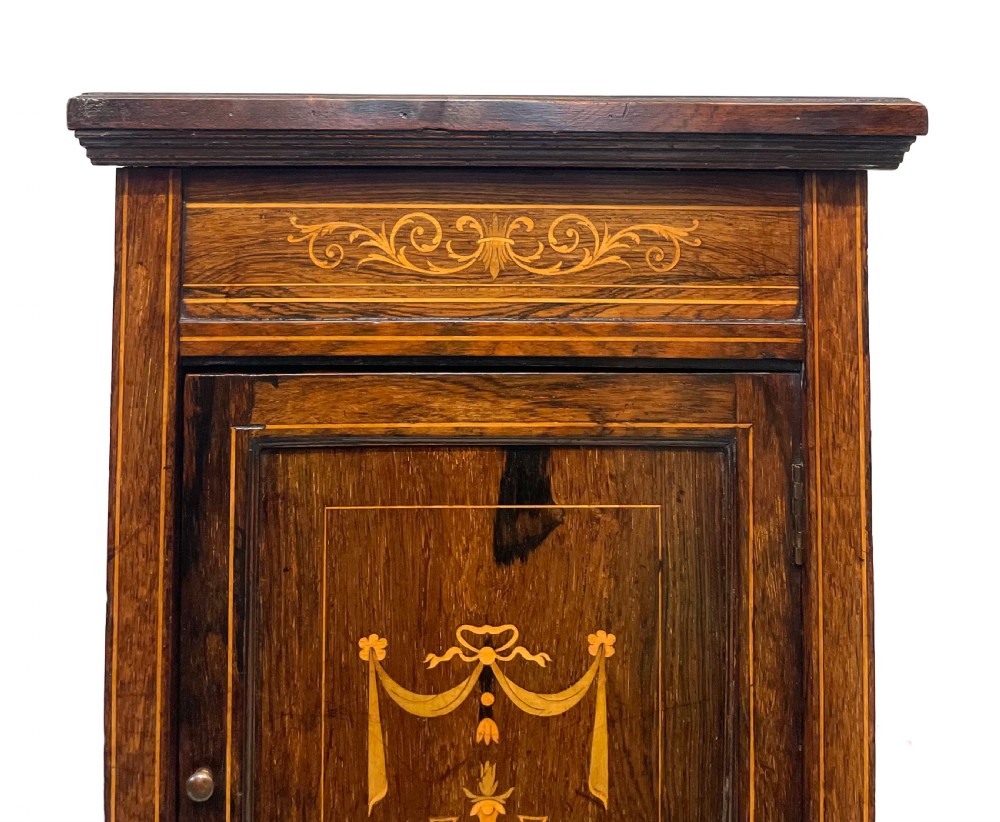 Pair Antique Inlaid Rosewood Bedside Cabinets Pot Cupboards Lamp Stands View IX