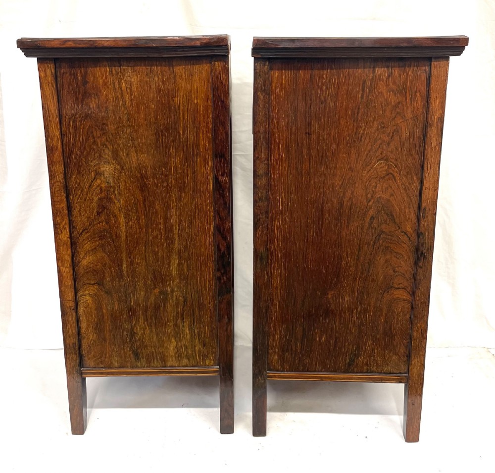 Pair Antique Inlaid Rosewood Bedside Cabinets Pot Cupboards Lamp Stands View XI