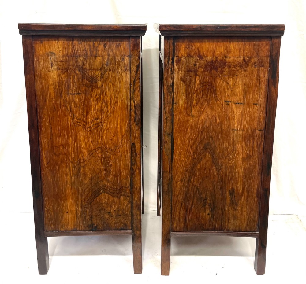 Pair Antique Inlaid Rosewood Bedside Cabinets Pot Cupboards Lamp Stands View XV