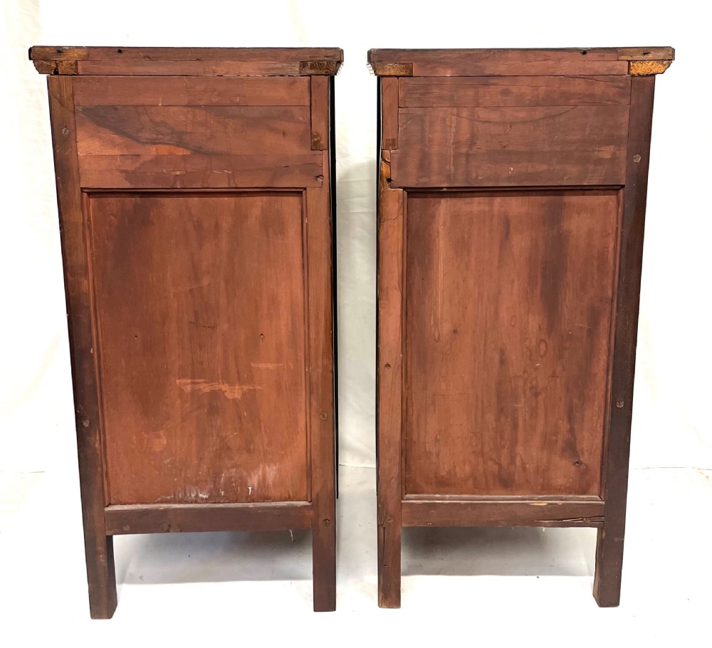 Pair Antique Inlaid Rosewood Bedside Cabinets Pot Cupboards Lamp Stands View XVI