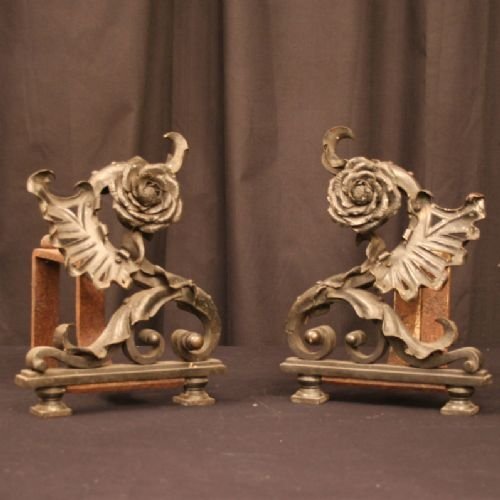Pair of French Rose Fire Chenets