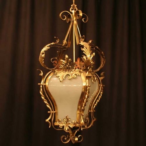 French Gasolier Brass Hall Lantern