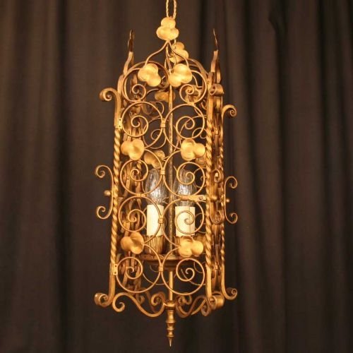 Pair of Florentine Gothic Styled 4 Light Lanterns