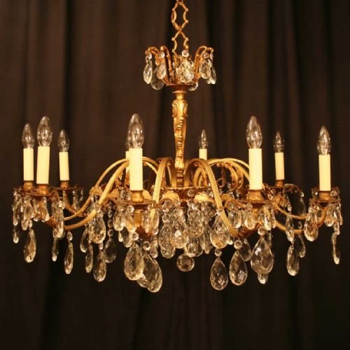 Italian Gilded 10 Light Chandelier