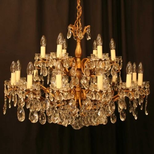 French Gilded Brass 18 Light Chandelier
