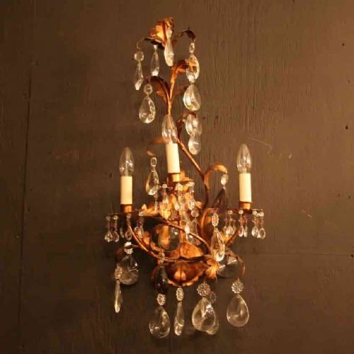 Italian Pair of Triple Light Wall Sconces