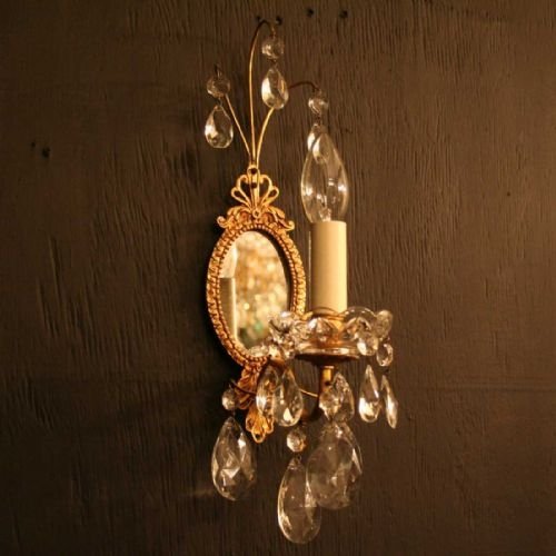 French Pair of Single Light Gilded Girandoles
