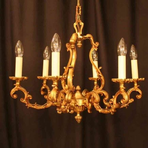 French Gilded 6 Light Chandelier