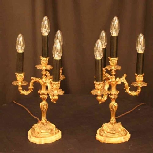 French Pair of 4 Light Candelabra