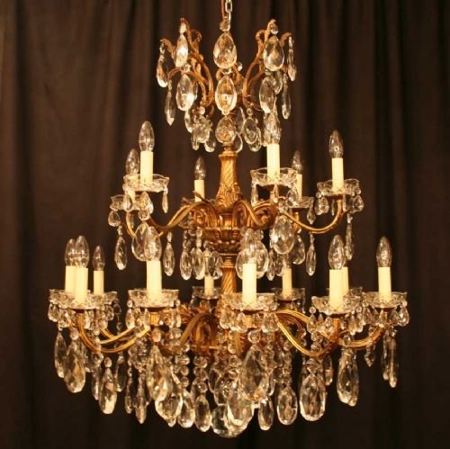 Large Italian 18 Light Double Tiered Chandelier