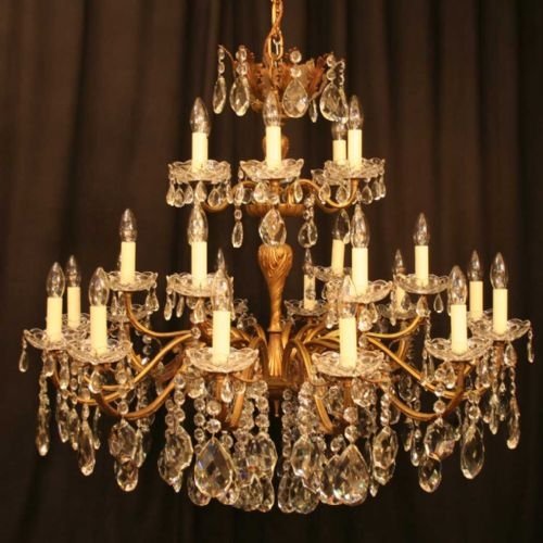 Large Quality Pair of Italian 24 Light Chandeliers