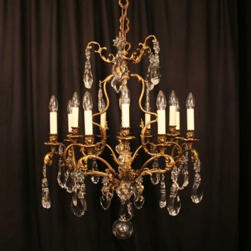 French Gilded Brass and Cut Glass Chandelier