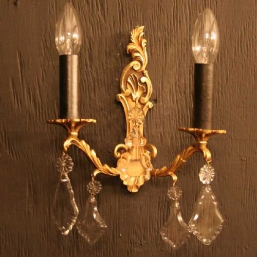 A French Pair of Gilded Brass Wall Lights