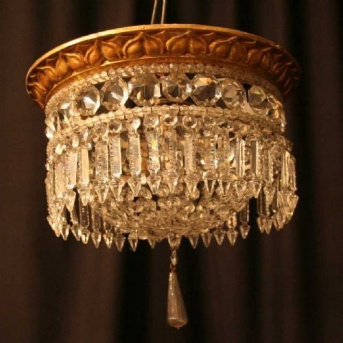 Italian Giltwood and Cut Glass Plaffonier
