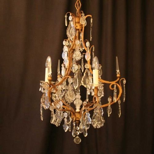 French Four Light Birdcage Form Chandelier