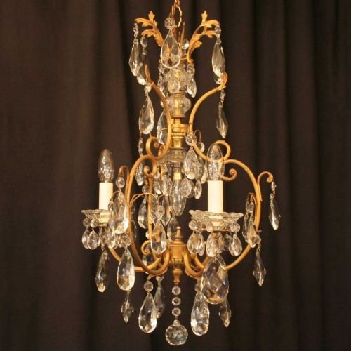 French Gilded Brass Birdcage Chandelier
