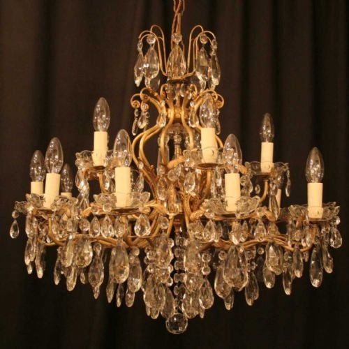 French Gilded Double Tiered Chandelier
