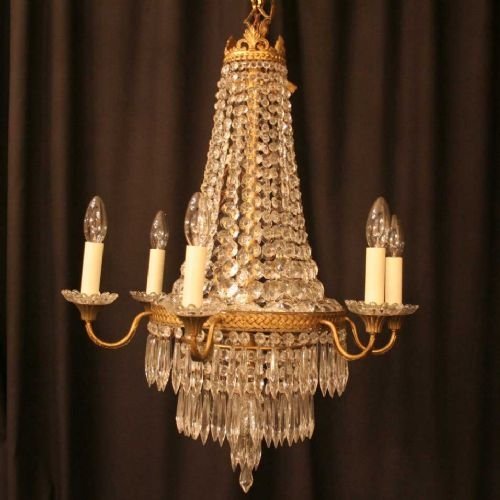 French Gilded Brass Tent Chandelier