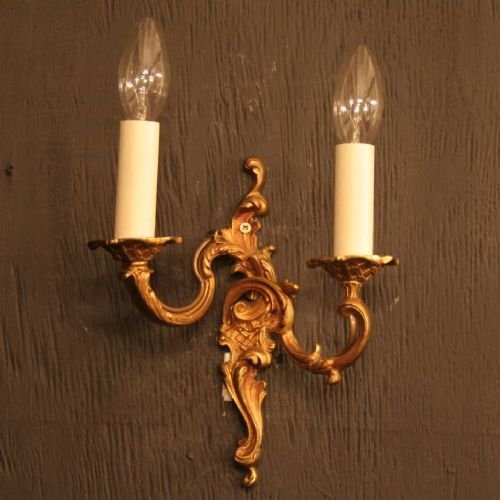 French Pair of Gilded Wall Lights