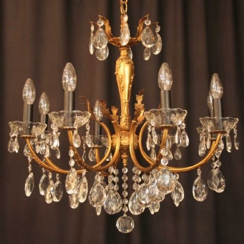 Italian Gilded 8 Light Chandelier