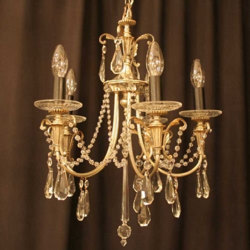 Italian Silver Gilded 5 Light Chandelier