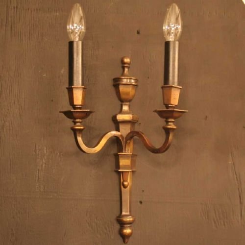 English Pair of Brass Wall Lights