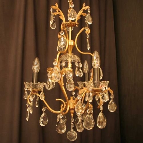 French Gilded 4 Light Birdcage Chandelier