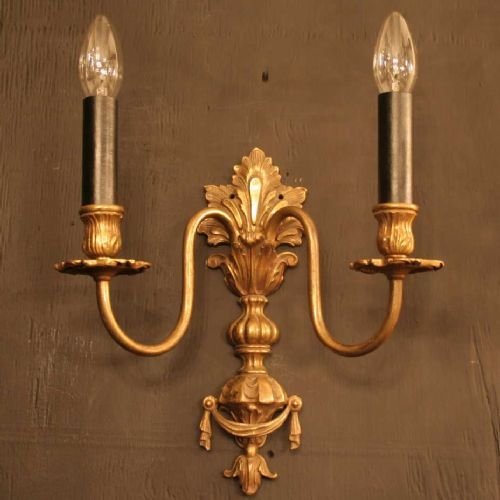 French Pair of Gilded Wall Lights