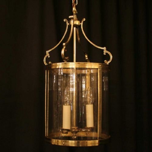 French Brass Triple Light Hall Lantern
