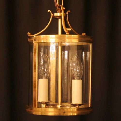 French Set of Three Gilded Brass Hall Lanterns
