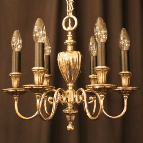 English Silver 6 Light Chandelier