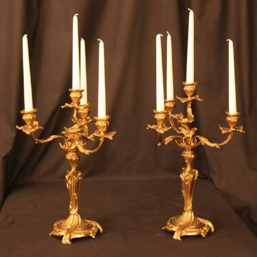 French Pair of 4 Light Candelabra