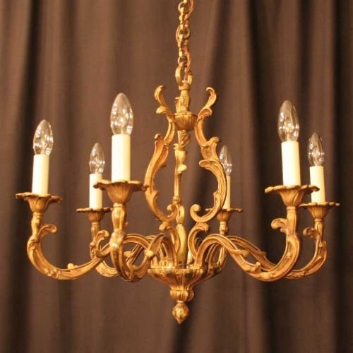 French Gilded 6 Light Chandelier