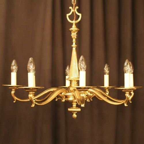 English Cast Brass 8 Light Chandelier
