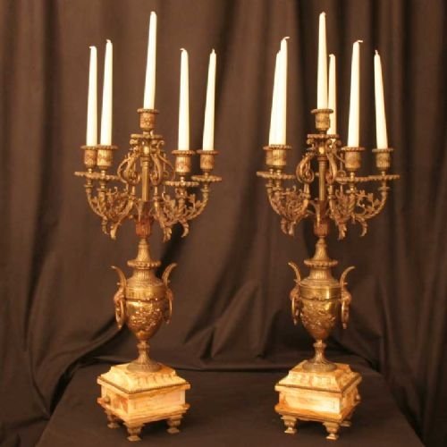French Gilded Pair of Candelabra