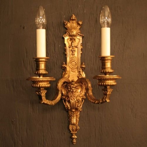 English Pair of Twin Arm Wall Lights