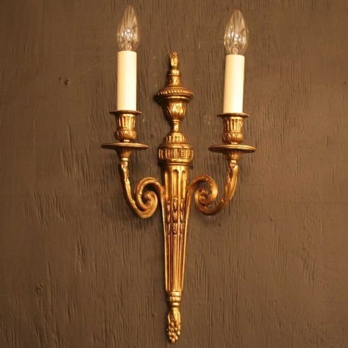 French Pair of Gilded Wall Lights