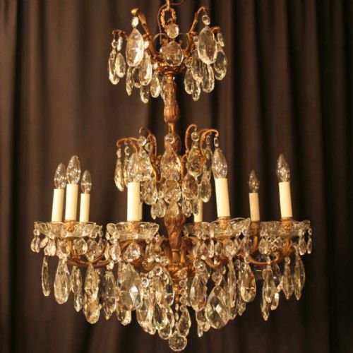 French Gilded Brass 10 Light Chandelier