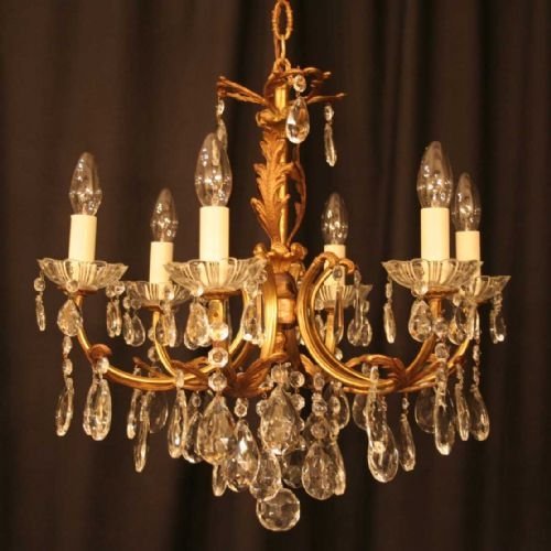 French Gilded 6 Light Chandelier