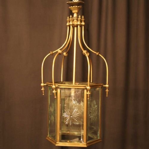 English Brass Gasolier Hall Lantern