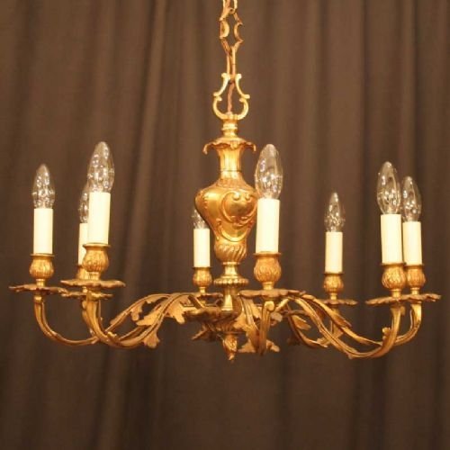French 8 Light Gilded Chandelier
