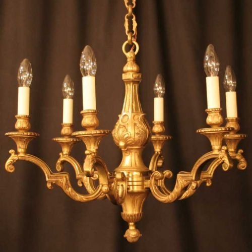 French Gilded 6 Light Chandelier