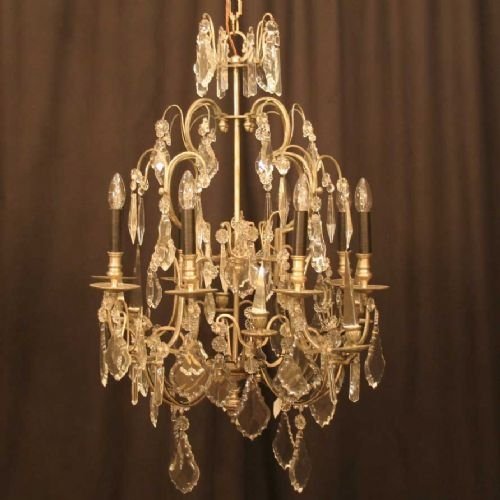 Italian Silvered Brass 8 Branch Chandelier