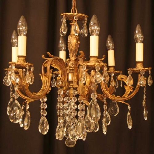 French Gilded 6 Light Chandelier