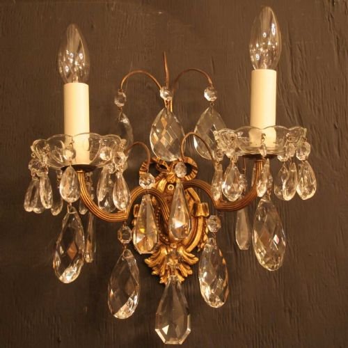 French Pair of Gilded Wall Lights