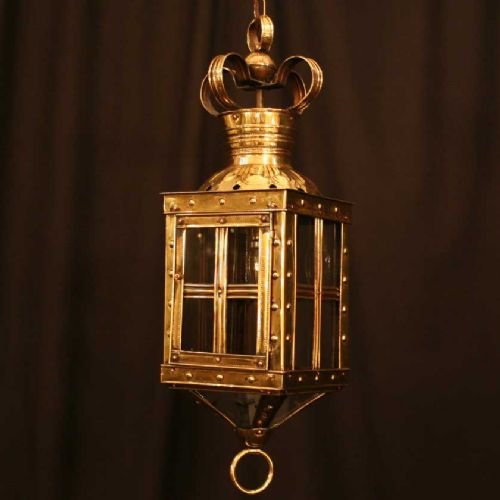 French Brass Single Light Hall Lantern